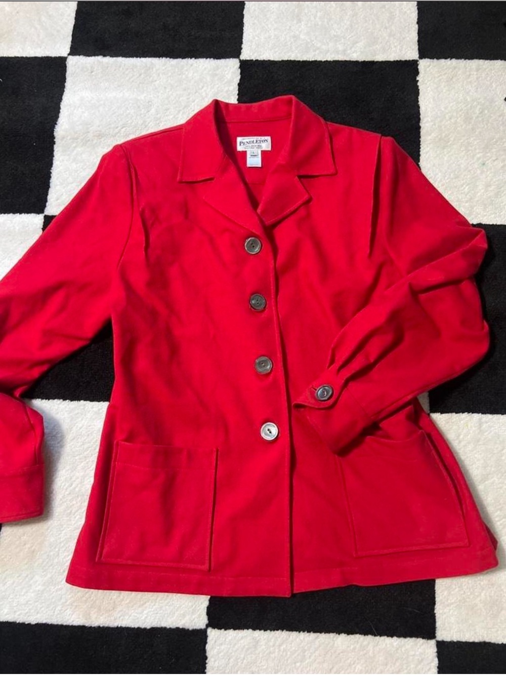 Pendleton Bright Red Button-Front Blazer Jacket